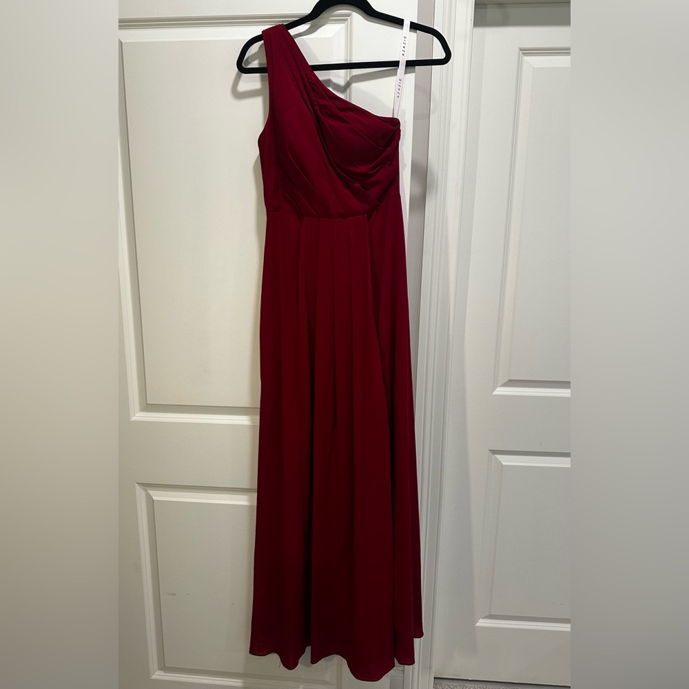 Azazie One-Shoulder Burgundy Bridesmaid Dress